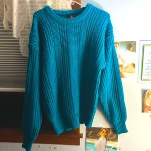 Baby blue, Turquoise thick oversized sweater
